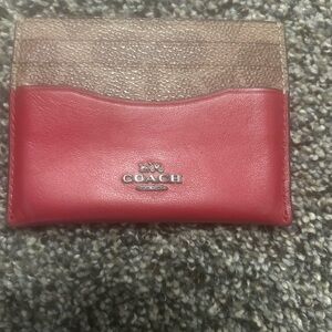 Coach Red and Brown Leather Wallet